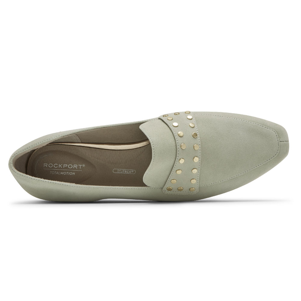 Rockport Singapore Womens Loafers - Total Motion Laylani Studded Olive - AV6458270